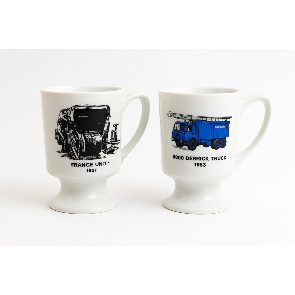 Schlumberger Pedestal Mugs Lot – France Unit 1927 & 8000 Derrick Truck‎ 1983